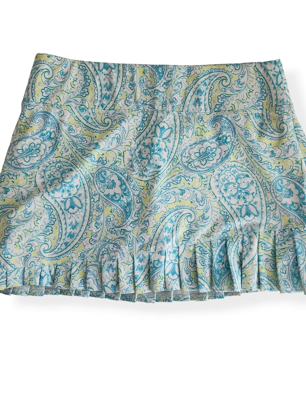 Sigrid Olsen Women's Paisley Printed Skirt Skort Size Large White Blue Yellow